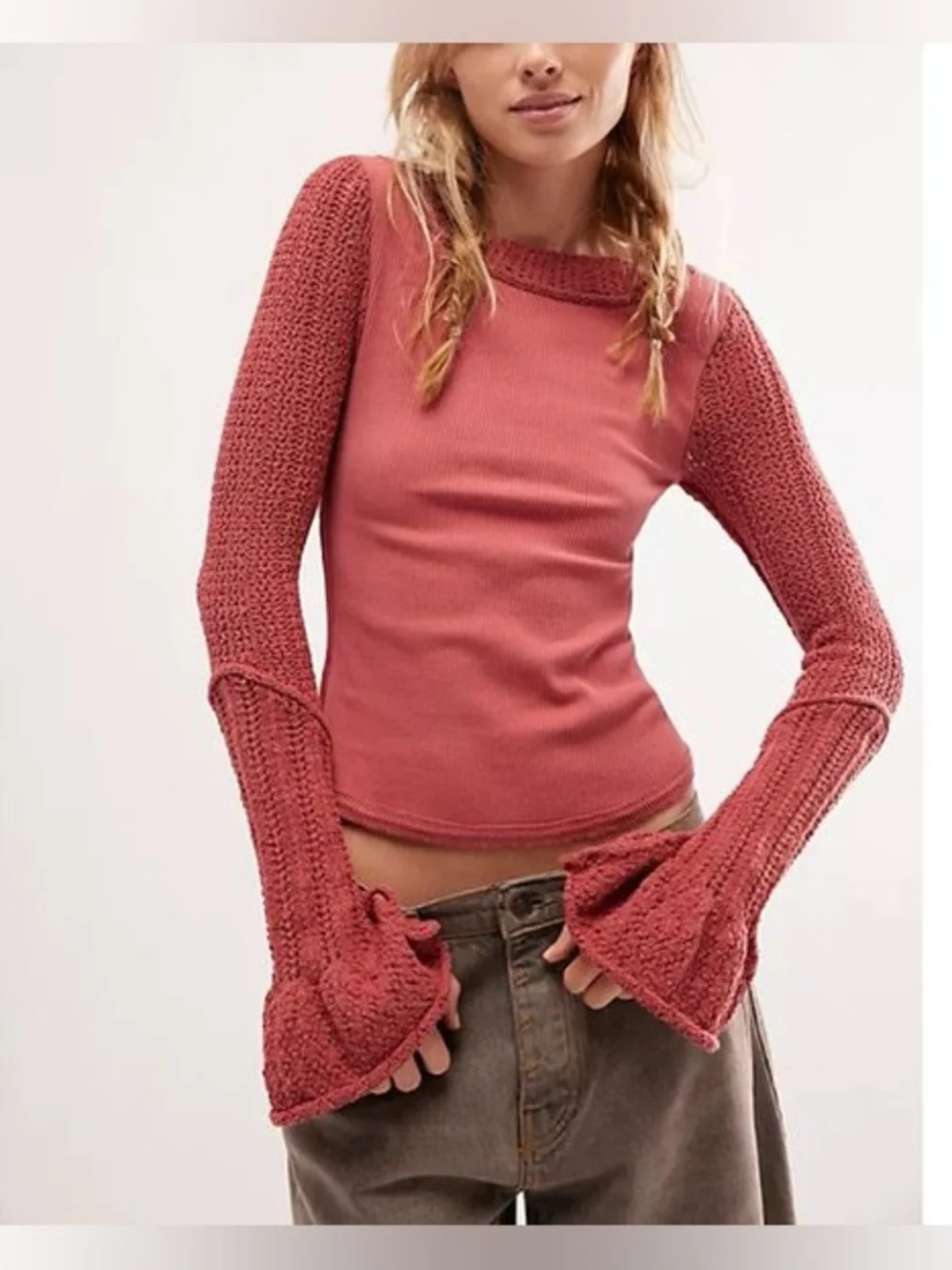 Free People. Cuffing Season Top. Dusty Cedar. Size Small.